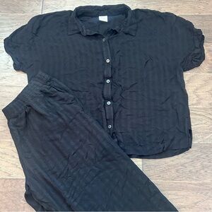 Soma Classic Black Button-Up Pajama Set